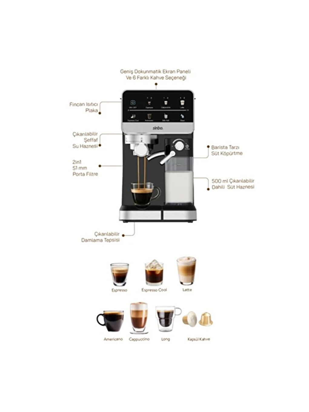 Scm-2996 Pro Espresso Kahve Makinesi - Siyah - 1350 Watt-6