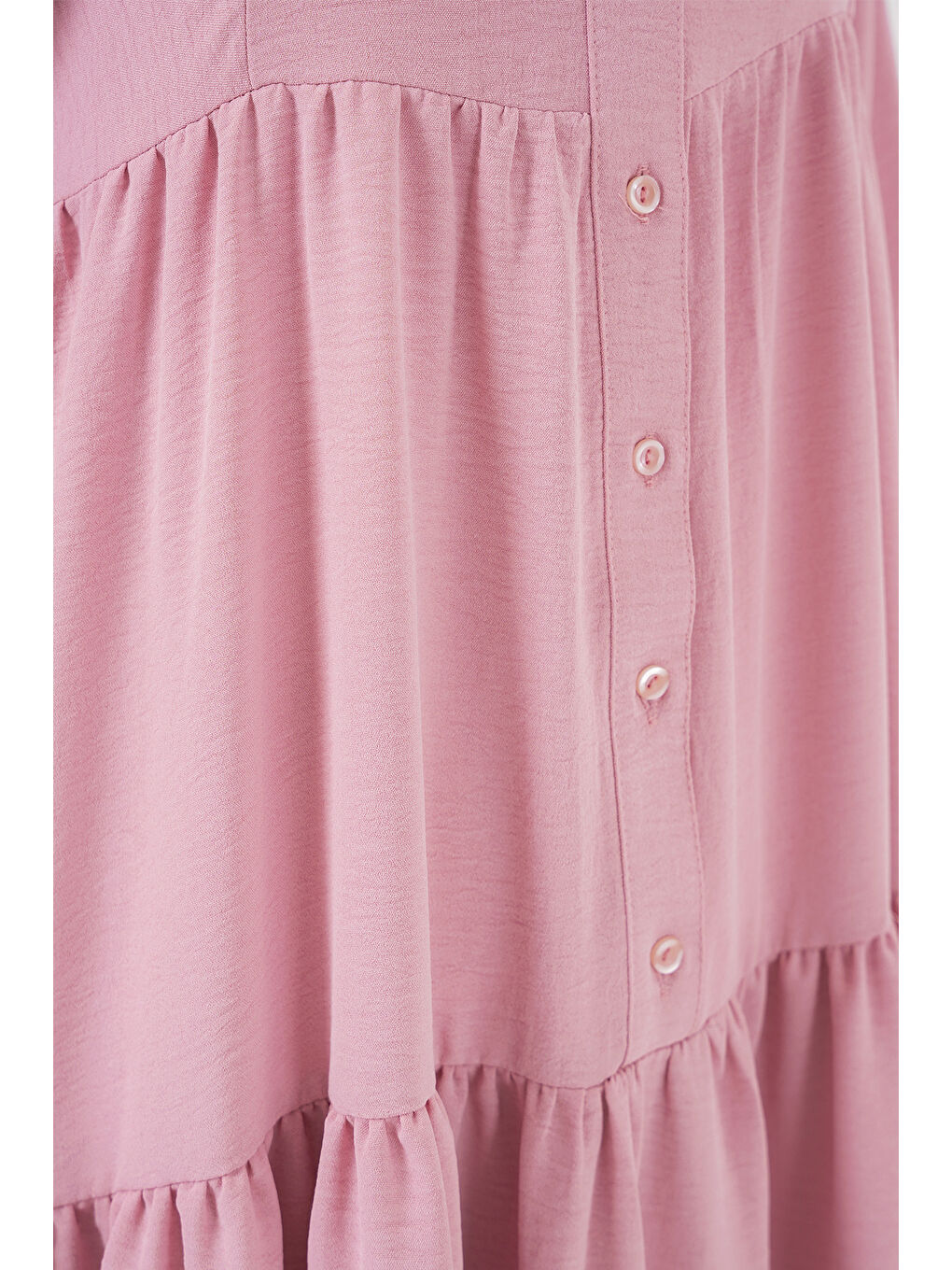 Pembe 2527 Kadın Uzun Tesettür Elbise - Pudra-4