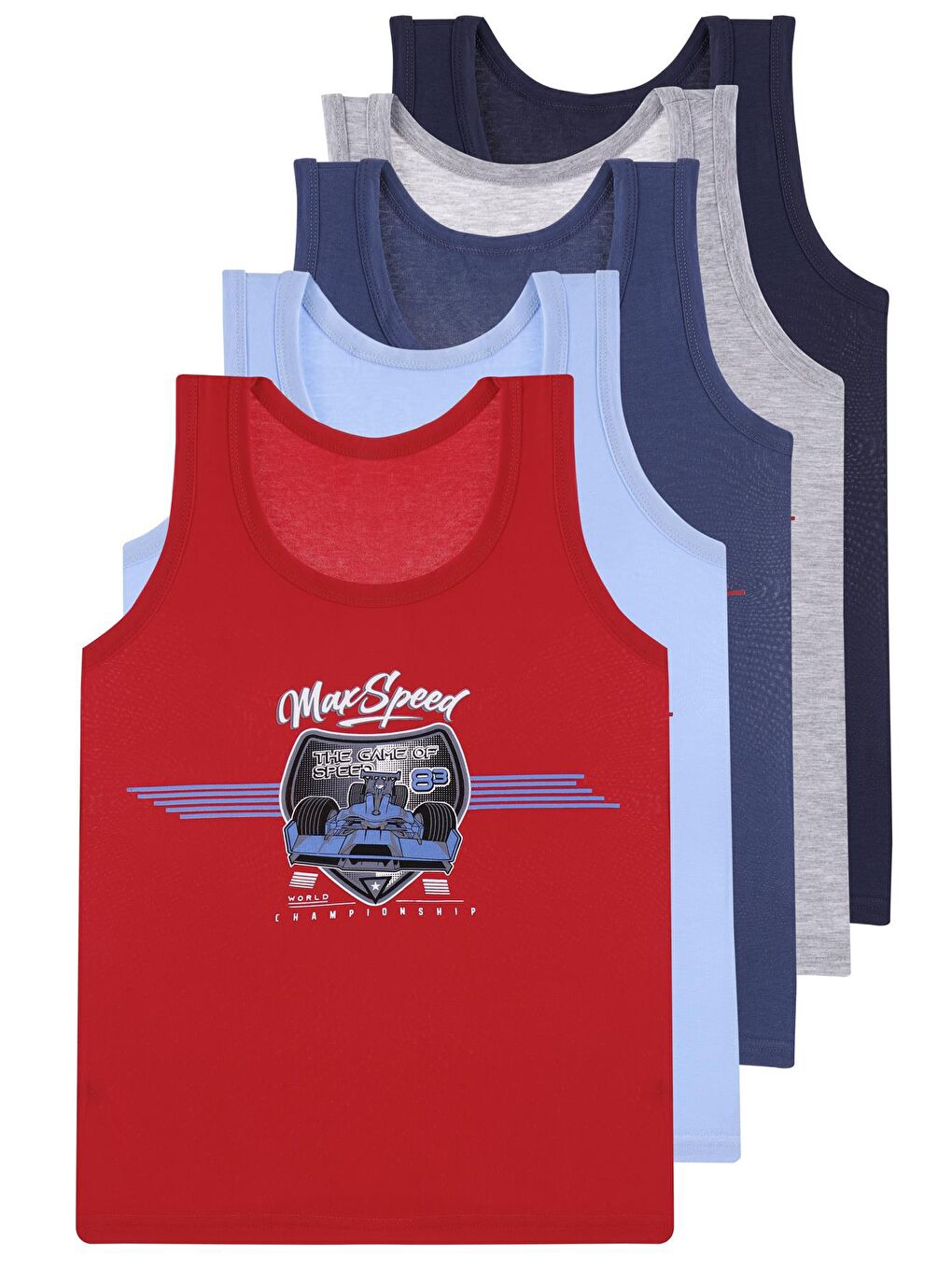 Karışık Erkek Çocuk Atlet Geniş Askılı Baskılı 5'li Paket Garson