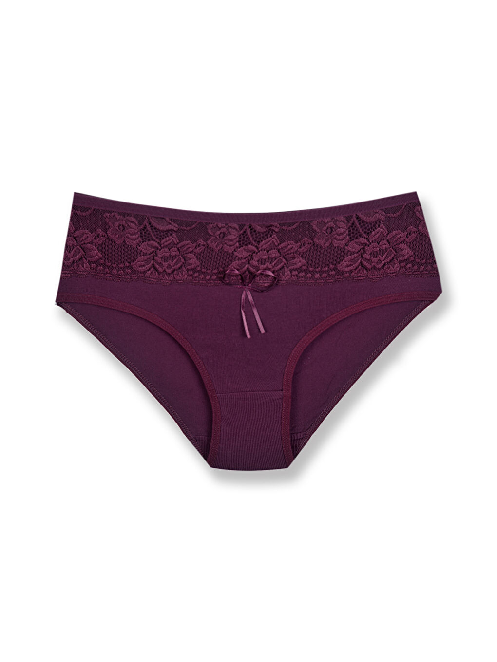 Karışık Pamuklu Ön Dantel Detaylı Büyük Beden Kadın Külot 4'lü-4