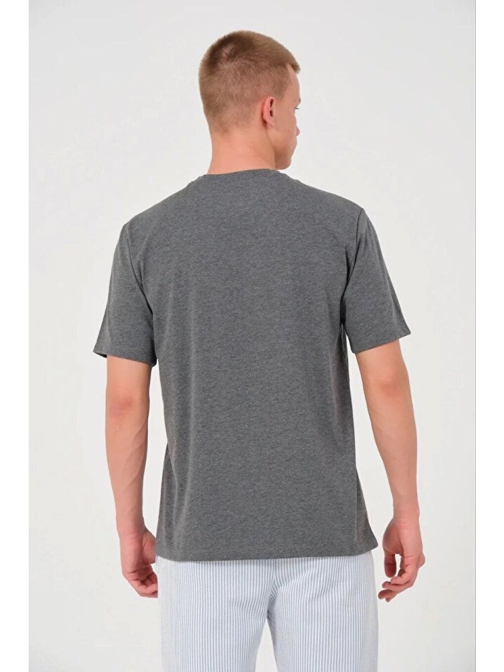 Erkek 24/1 Düz A Kalite Oversize T-shirt - Antrasit-1