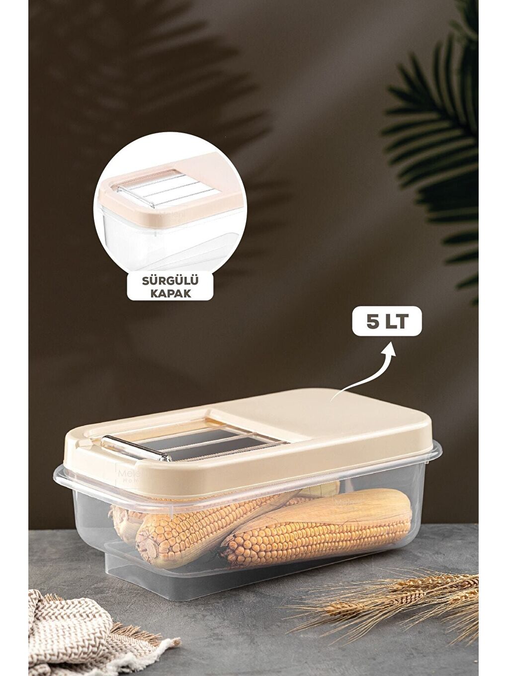 Bej 5 lt Bakliyat Saklama Kabı Multi Box