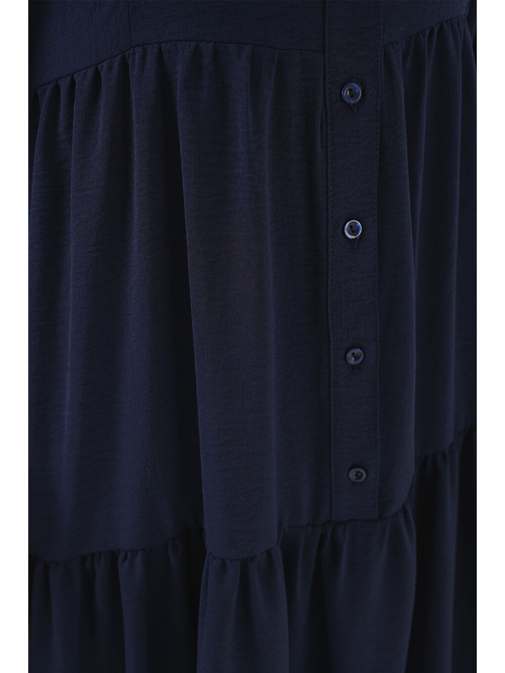 2527 Kadın Uzun Tesettür Elbise - Lacivert-4