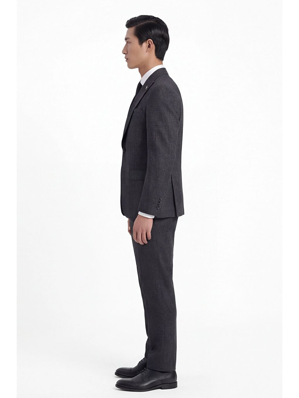 Erkek Viskon Karışımlı 5 Drop Klasik Siyah Yelekli Takım Elbise-2