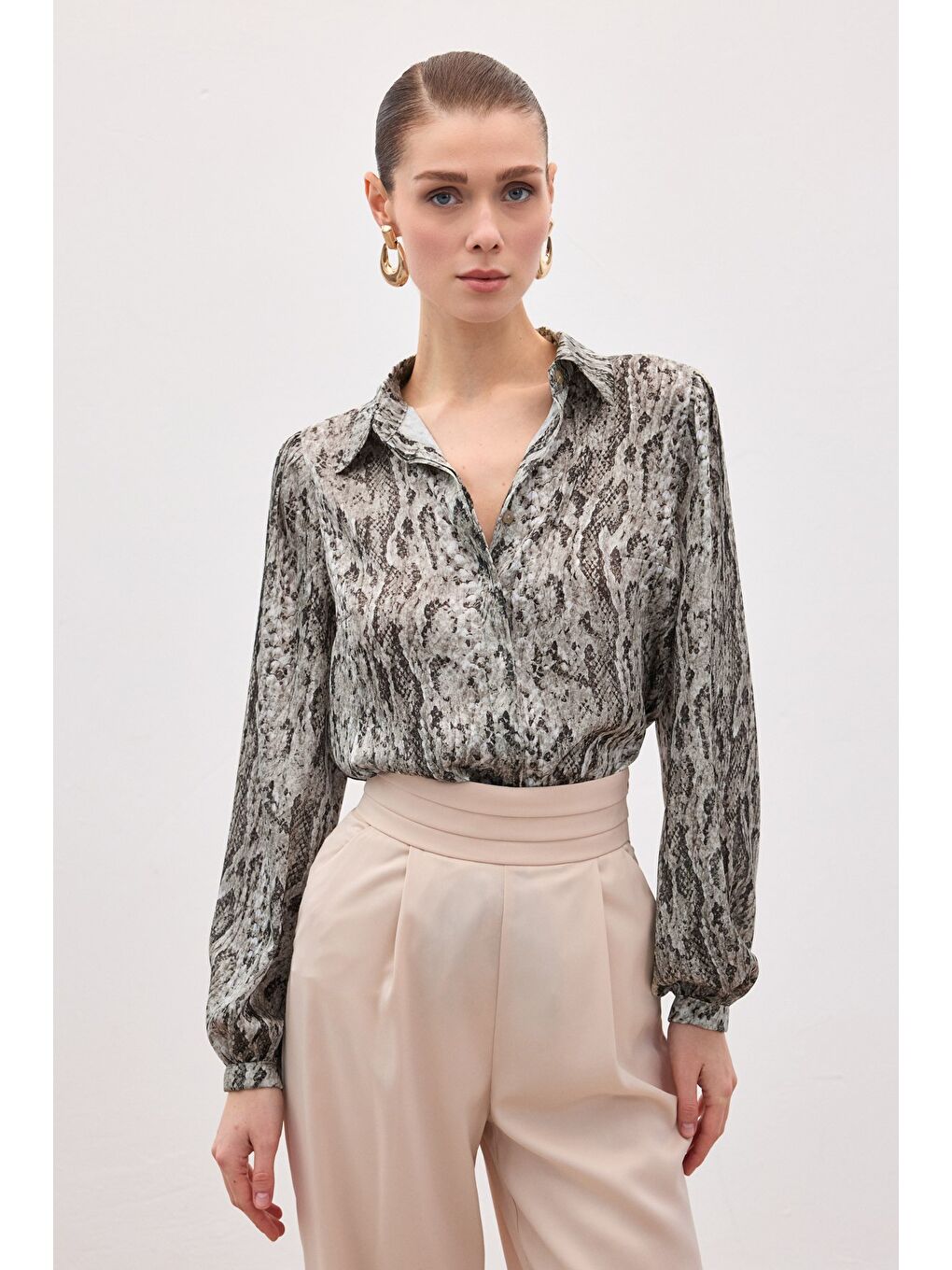 Kahverengi Desenli Gömlek - Kahve