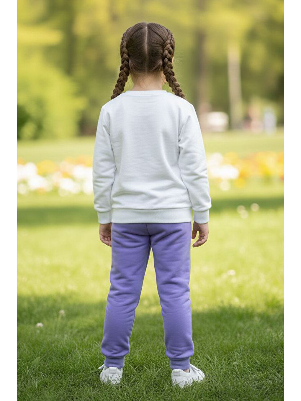 Kız Çocuk Lila Baskılı Pijama Takımı - 28107-LILA-1