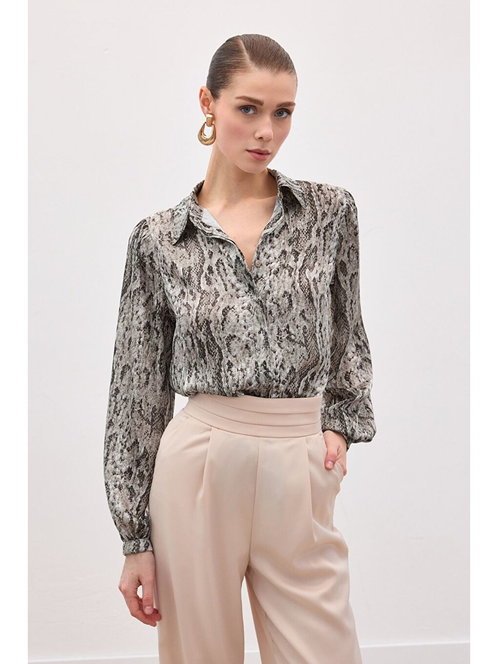 Kahverengi Desenli Gömlek - Kahve-1