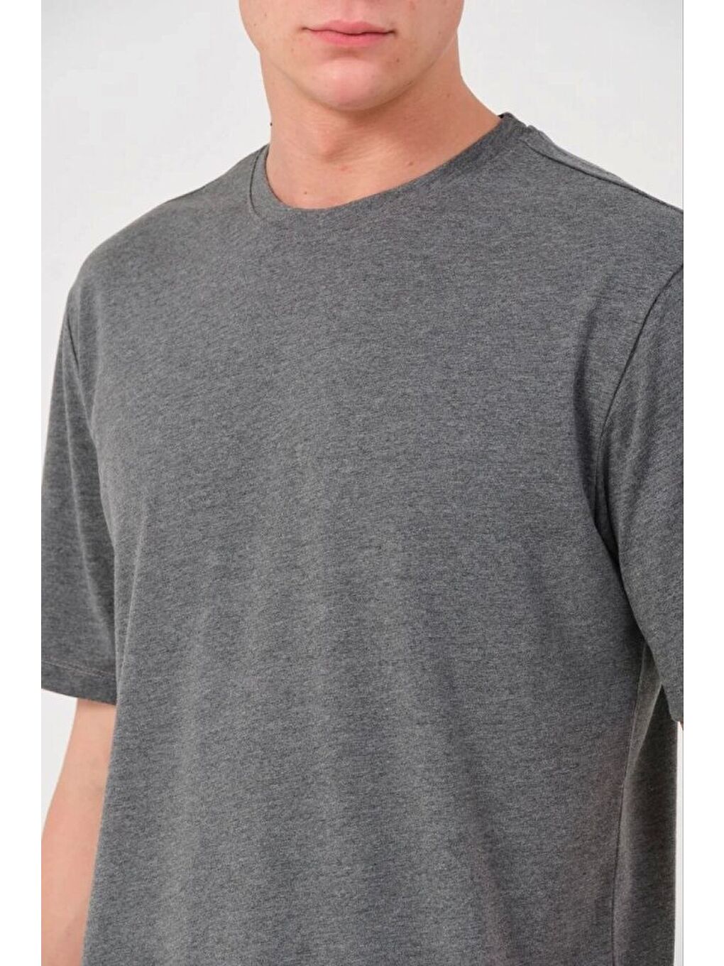 Erkek 24/1 Düz A Kalite Oversize T-shirt - Antrasit-2