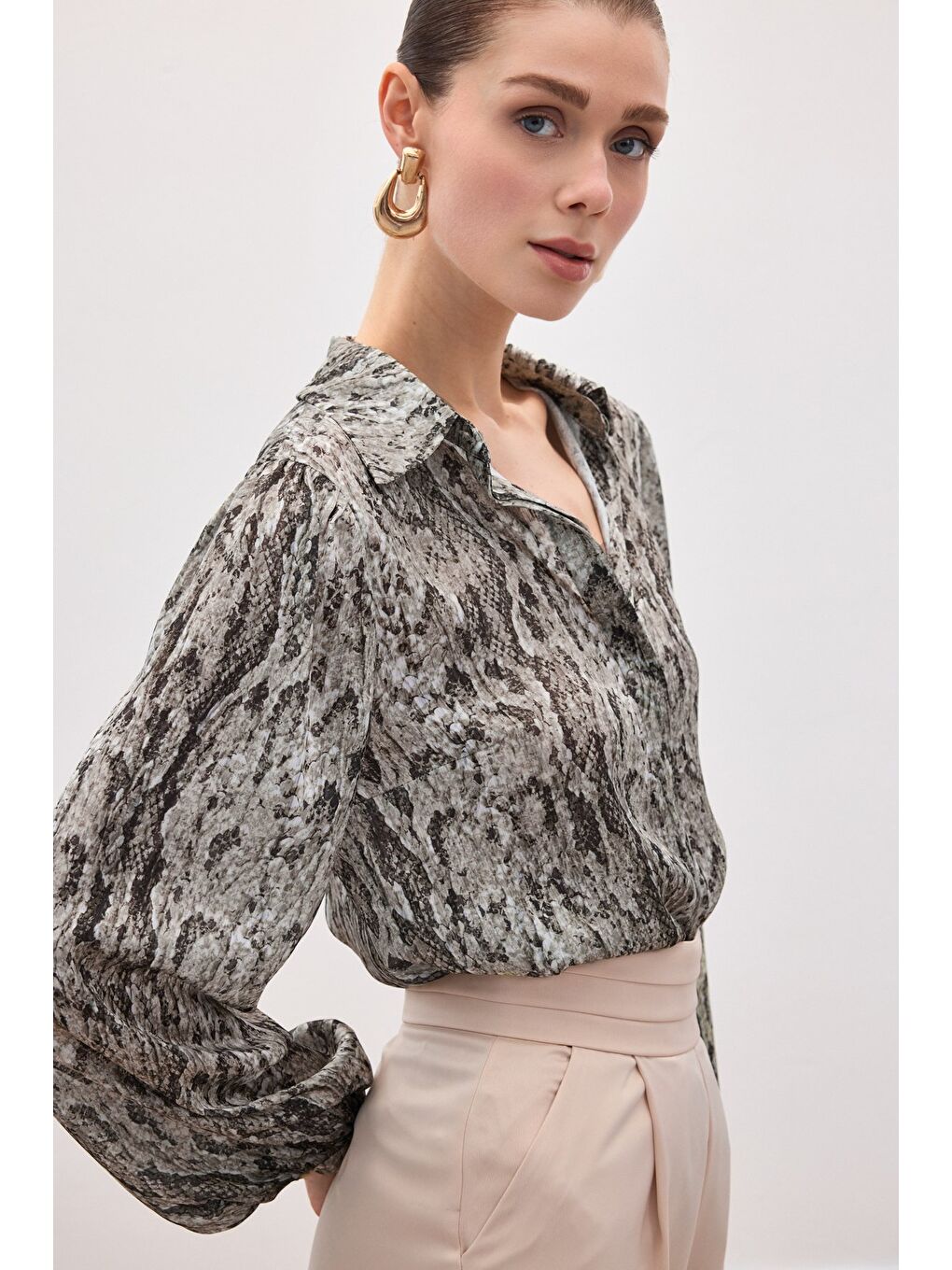 Kahverengi Desenli Gömlek - Kahve-2