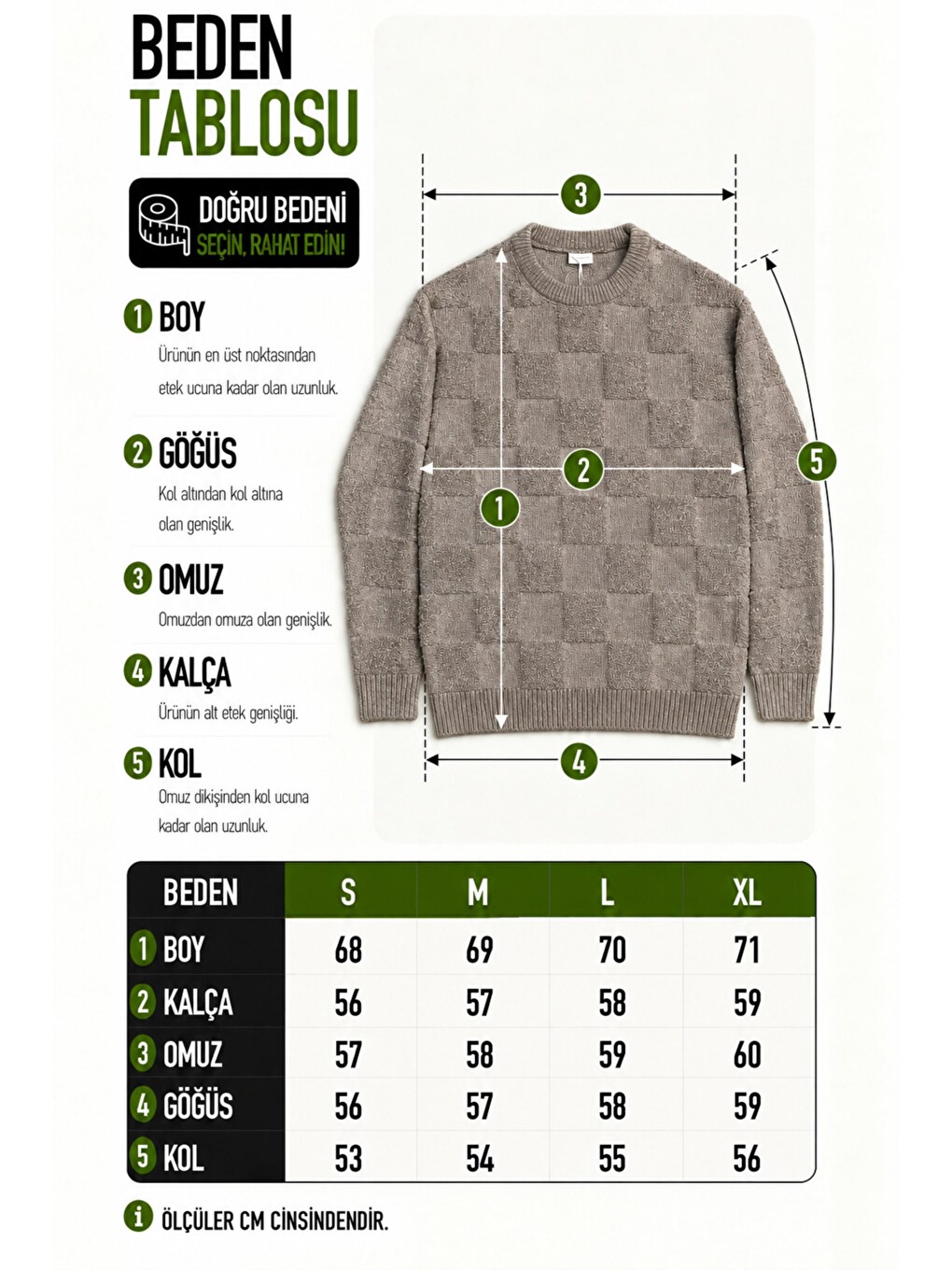 Bej Oversize Pelüş Kare Desen Kışlık Kazak Dp 18381_10062-6