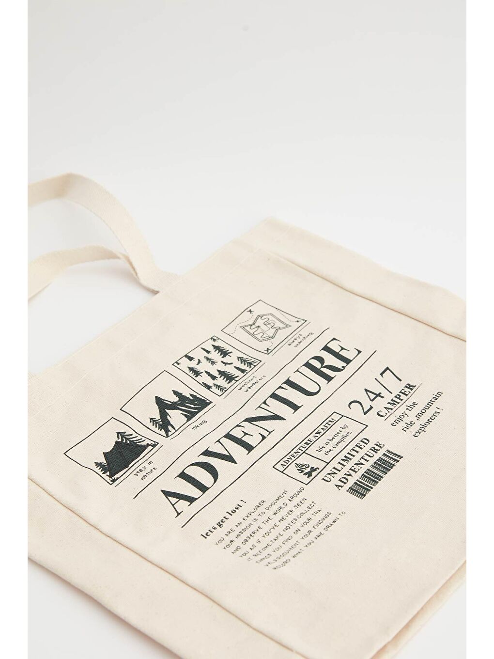 Bej Baskılı Körüklü Bez Çanta Unlımıted-3