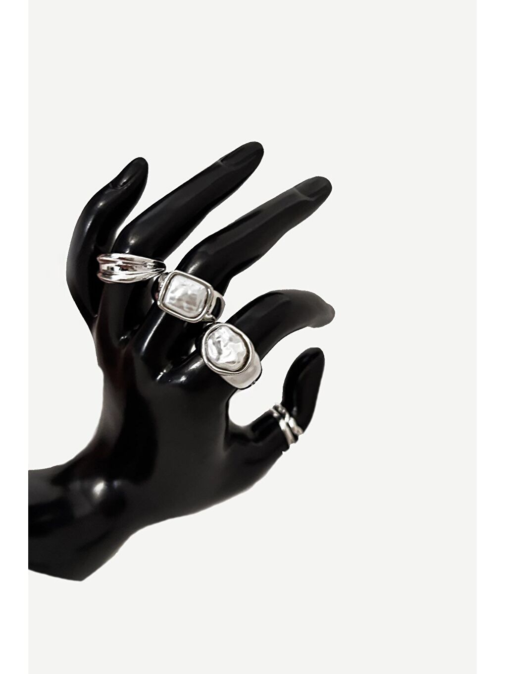 Gri Kombin Yüzük Seti 6 Adet-2