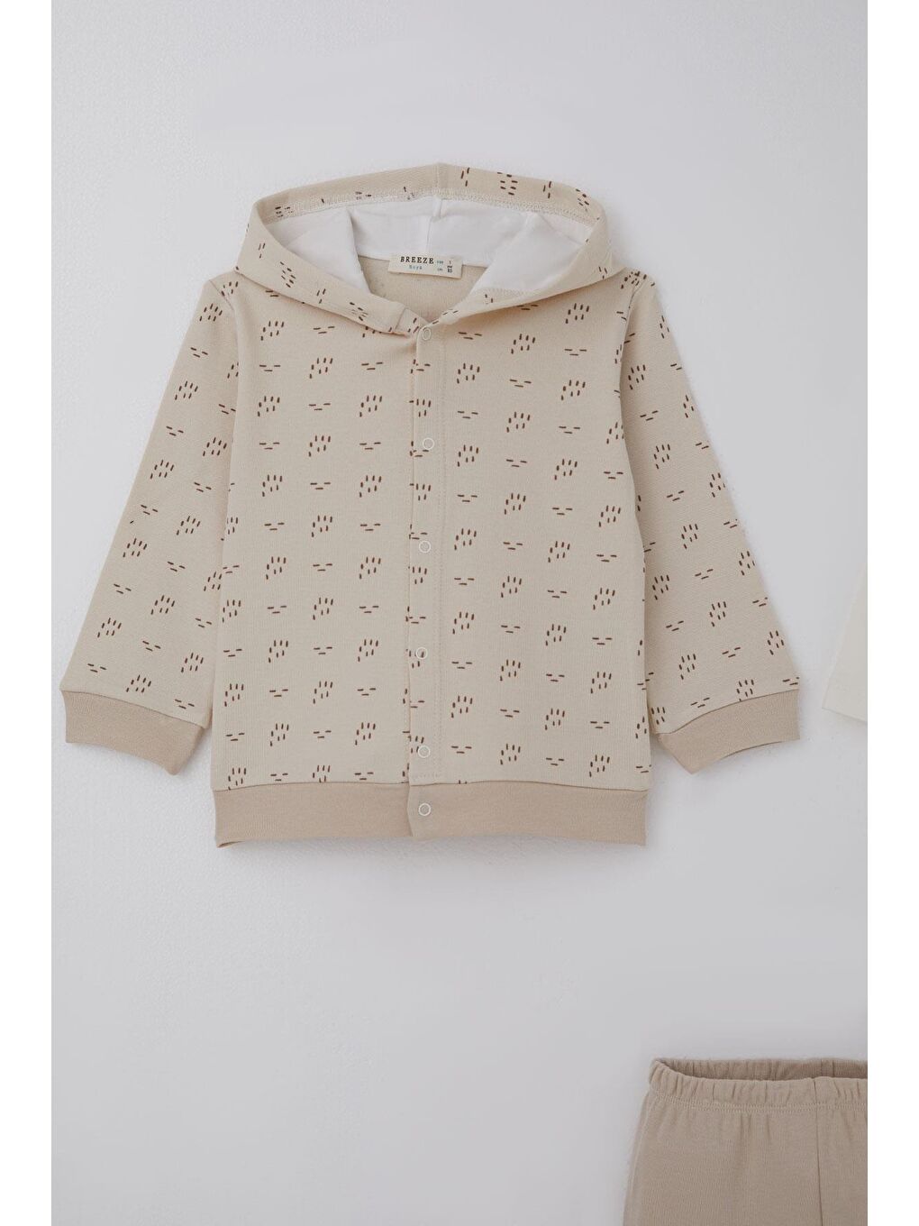 Erkek Bebek Bodyli 3 Lü Takım Desenli Bej (4 Ay-1 Yaş)-2