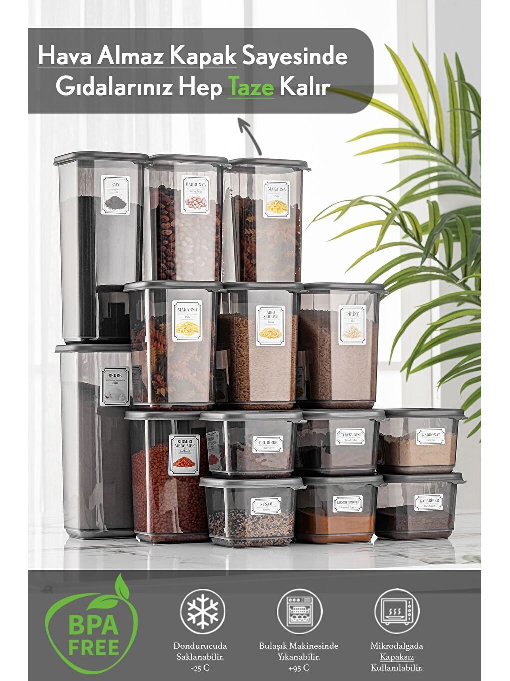 Gri 24'lü Mega Set Pino Kare Erzak Saklama Kabı Seti Antrasit 8x 0 50 lt 1 10 lt 1 70 lt Etiketli-1