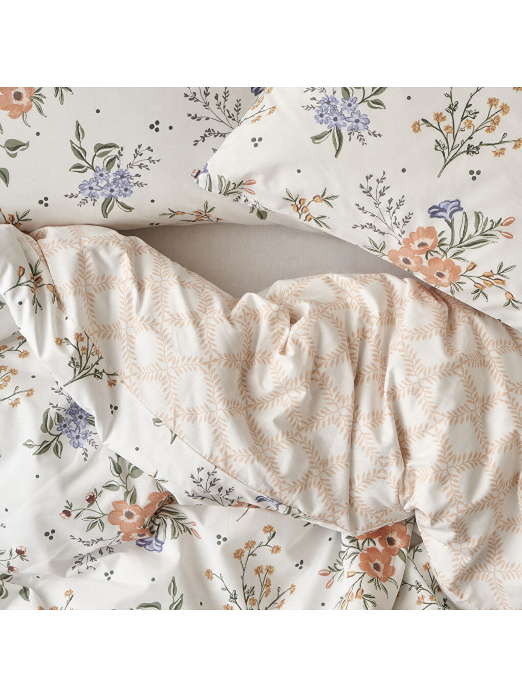 Karışık %100 Pamuk Ranforce Gwen Çift Kişilik Nevresim Seti (200x220 cm)-1