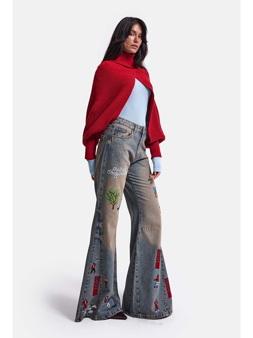 Mavi Kadın Koyu Jean 2w6-85 Loose Flare Fit Nakış Detaylı Özel Tsarım Denim Jean-3