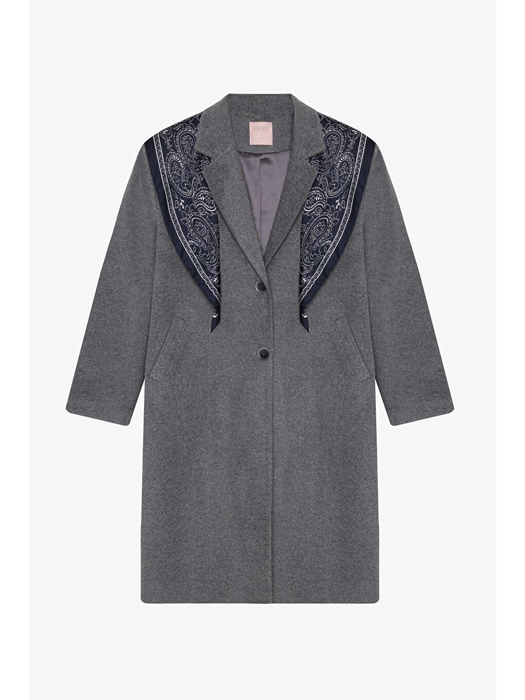 Fularlı Oversize Kaşe Kaban Antrasit