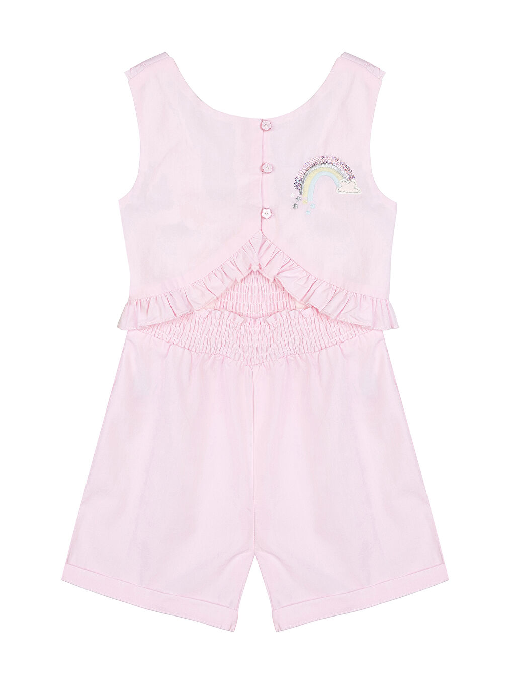 Kız Çocuk Desenli Şort Tulum 2-6 Yaş Pembe