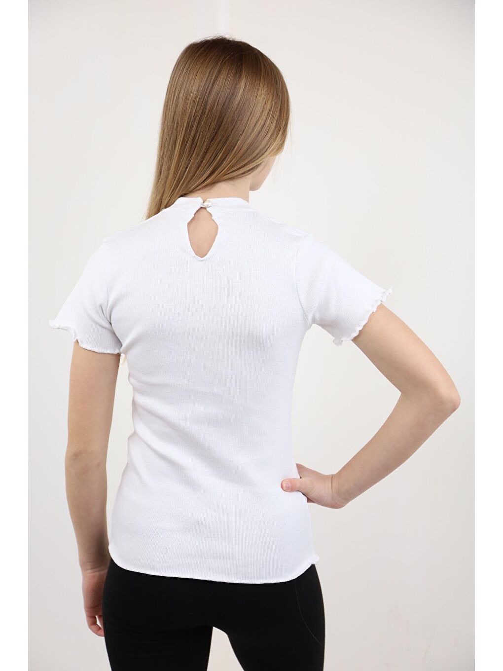 Ekru Kız Çocuk Okul Tişört-1