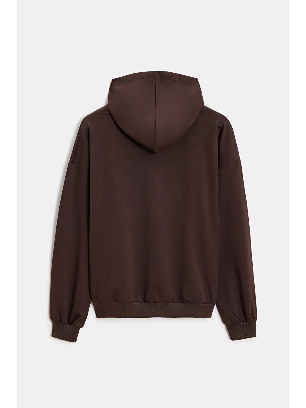 Acı Kahverengi Kadın Oversize Kapüşonlu Basic Hoodie Sweatshirt-4
