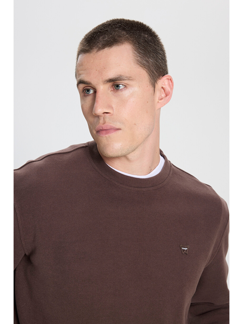 Regular Fit Normal Kesim Bisiklet Yaka Koyu Kahverengi Sweatshirt-3