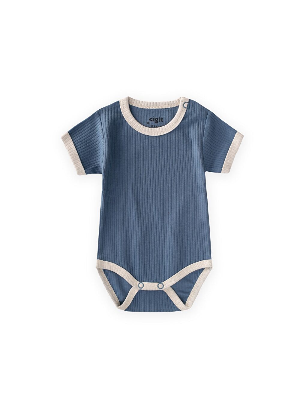 Omuzu Kırmalı Biyeli Zıbın 0-3 Yaş İndigo Mavi