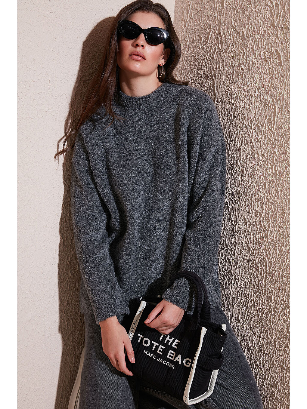 Antrasit Regular Fit Dik Yaka Yumuşak Dokulu Triko Kazak 4616222-3