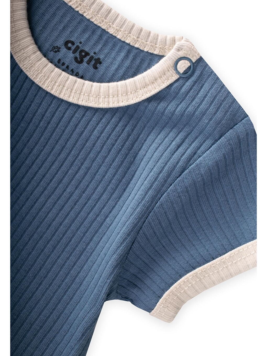 Omuzu Kırmalı Biyeli Zıbın 0-3 Yaş İndigo Mavi-2