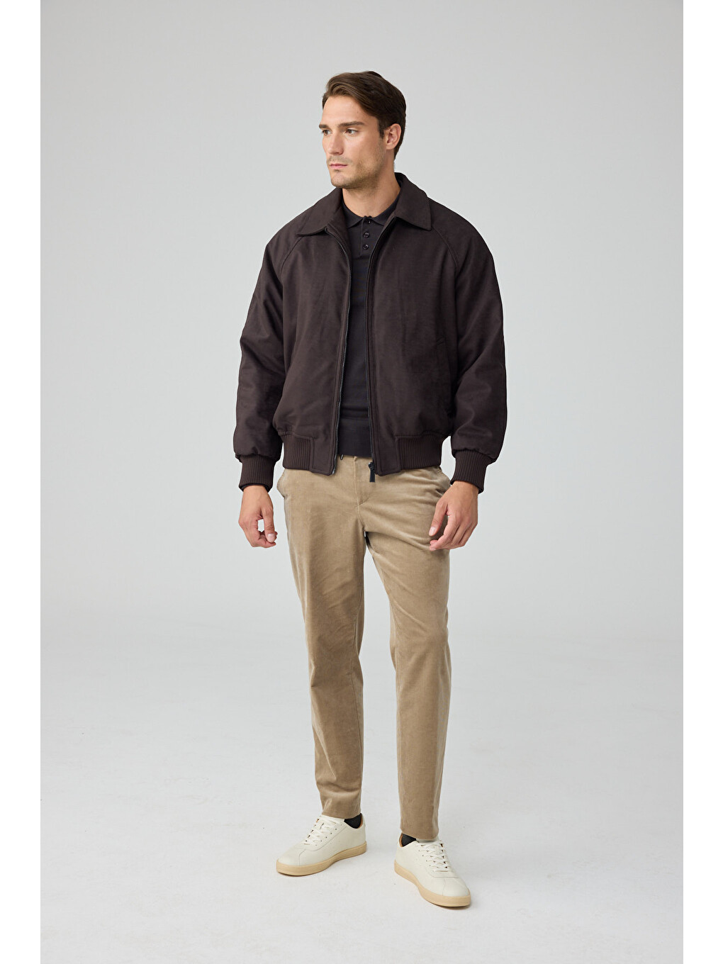 Erkek Oversize Bomber Süet Ceket Kahverengi 4343dngr-3