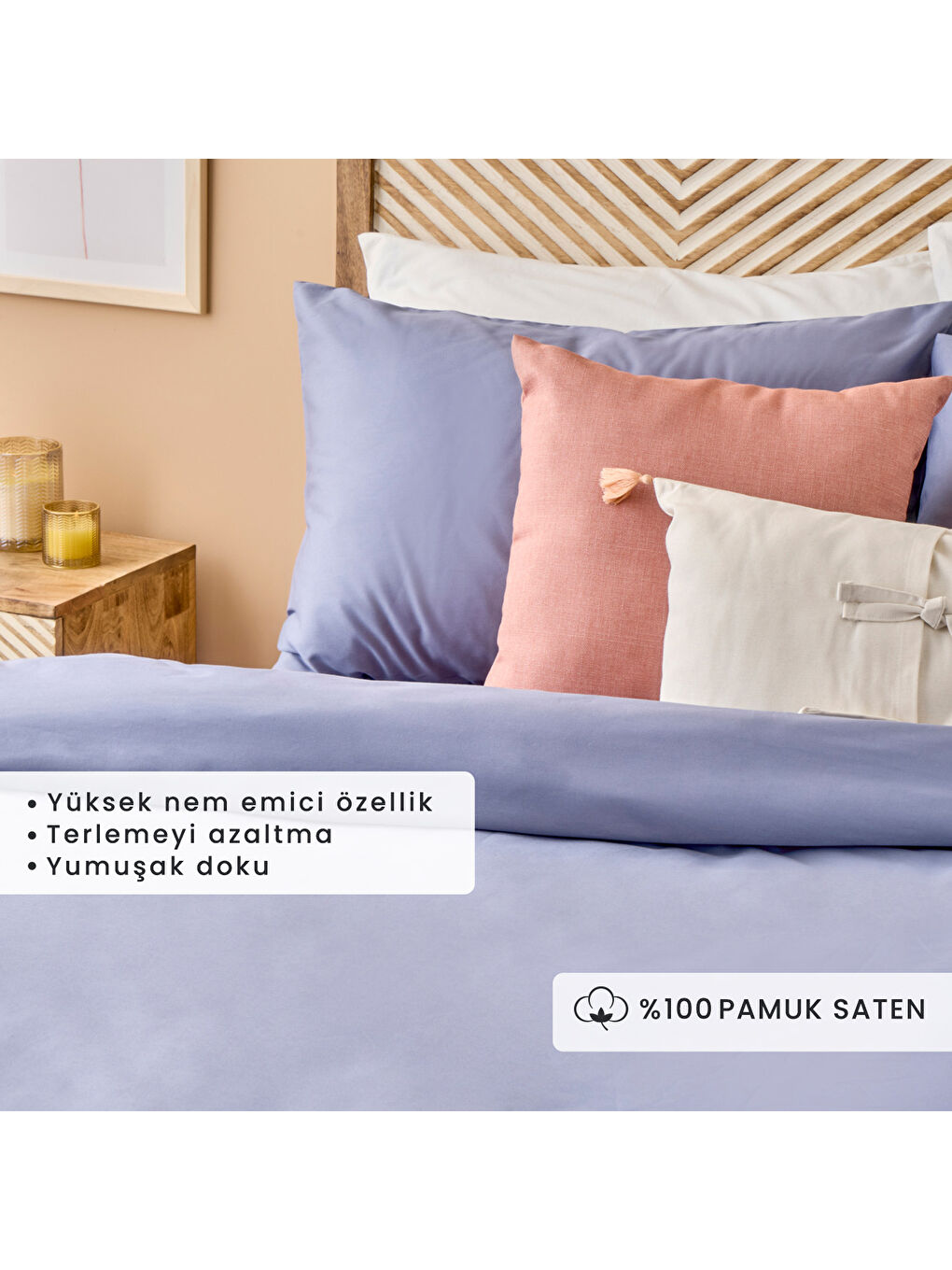 %100 Pamuk Saten Supreme Çift Kişilik Nevresim Seti Mavi (200x220 cm)-1