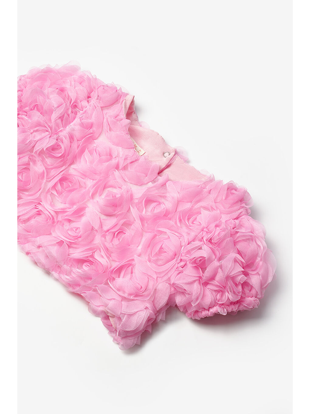 Pembe Gül Aplike Detaylı Kız Çocuk Crop Bluz - Millie-2