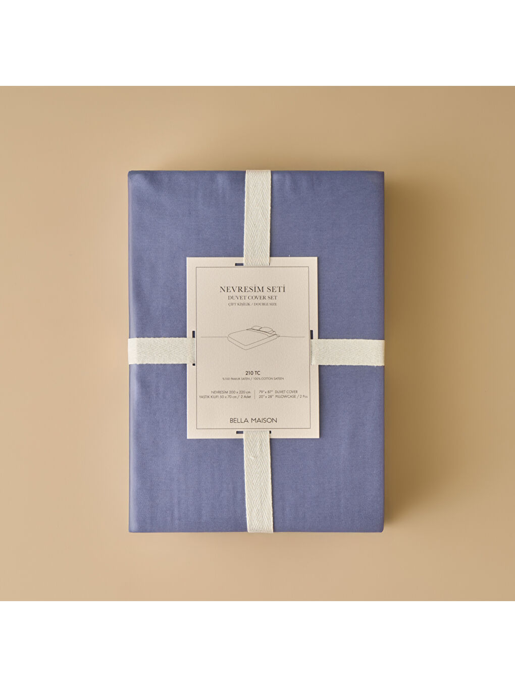 %100 Pamuk Saten Supreme Çift Kişilik Nevresim Seti Mavi (200x220 cm)-4