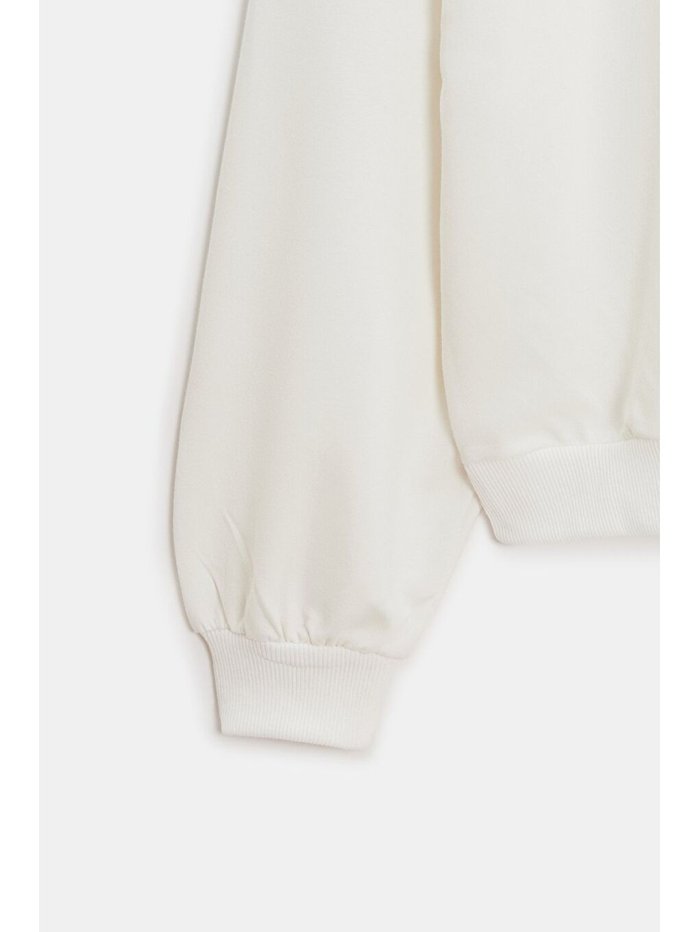 Ekru Kadın Oversize Kapüşonlu Basic Hoodie Sweatshirt-2