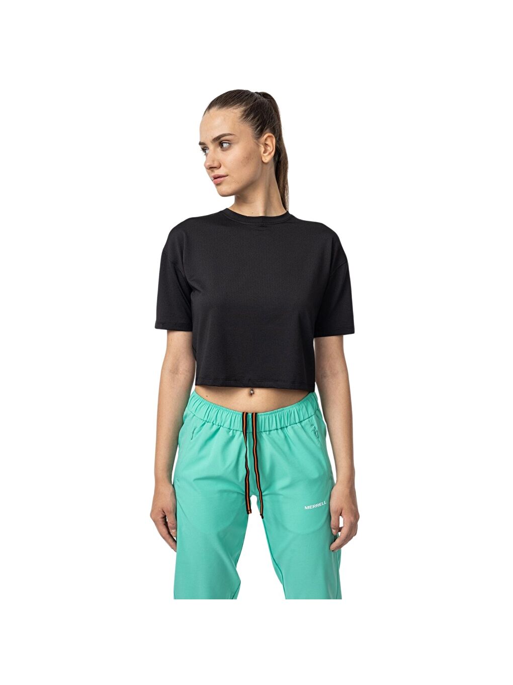 Tati Kadın Siyah Koşu Tişört-5