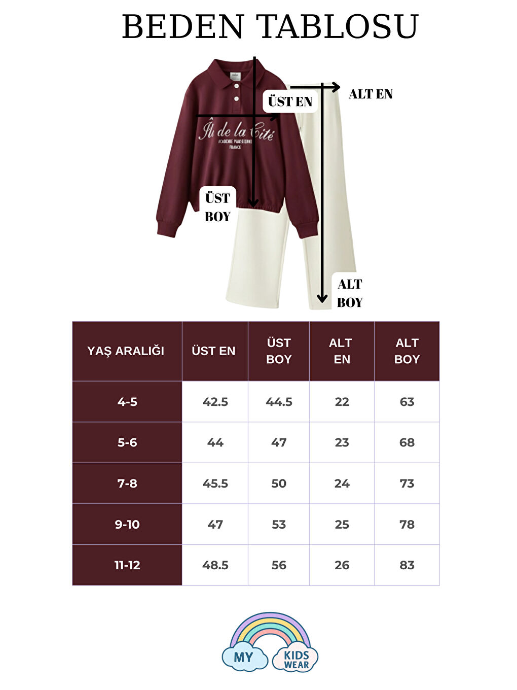 Kırmızı Kız Çocuk Pamuklu Polo Yaka Eşofman Takımı 4-12 Yaş 12374-2