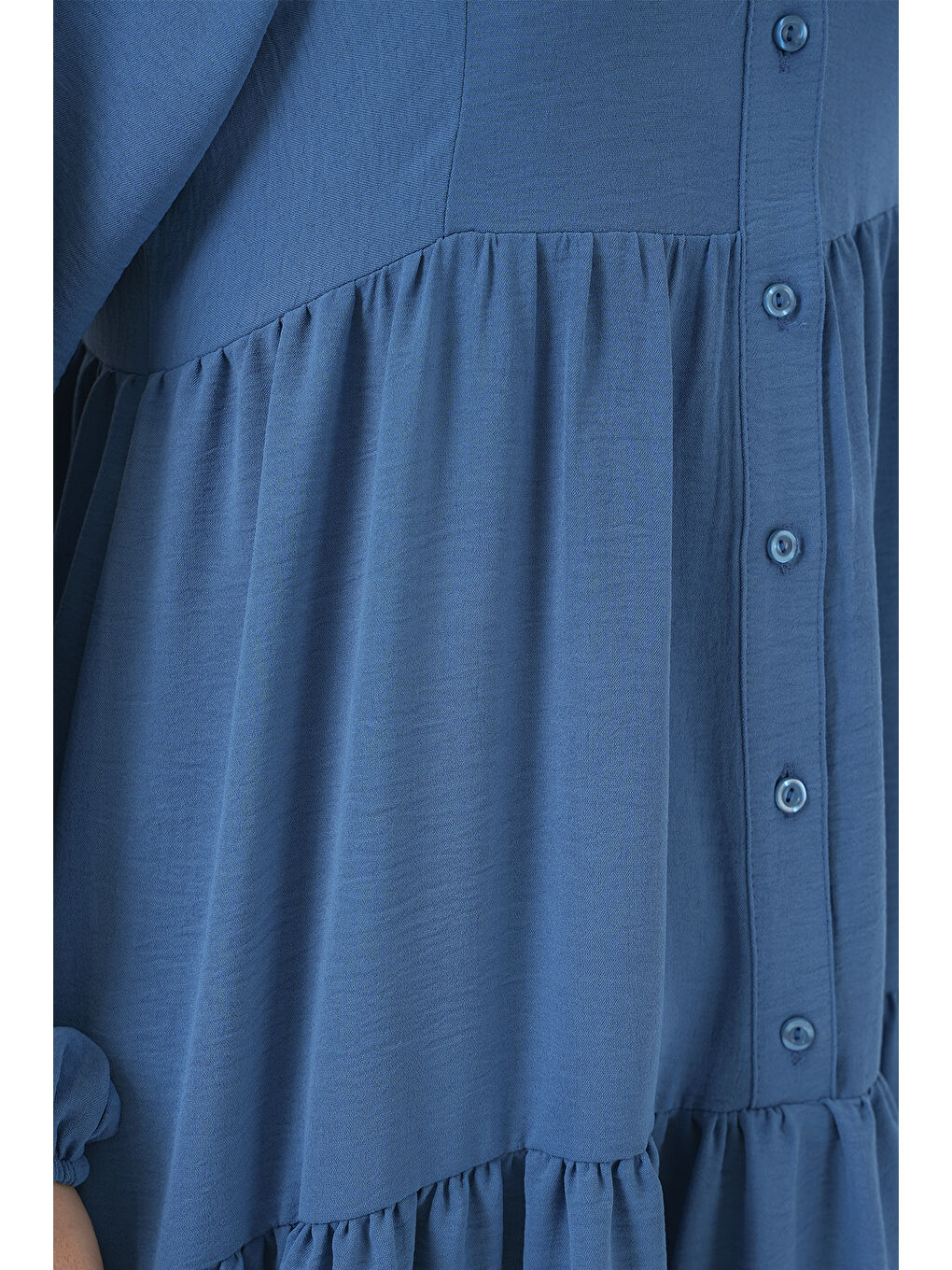 2527 Kadın Uzun Tesettür Elbise - İndigo-4