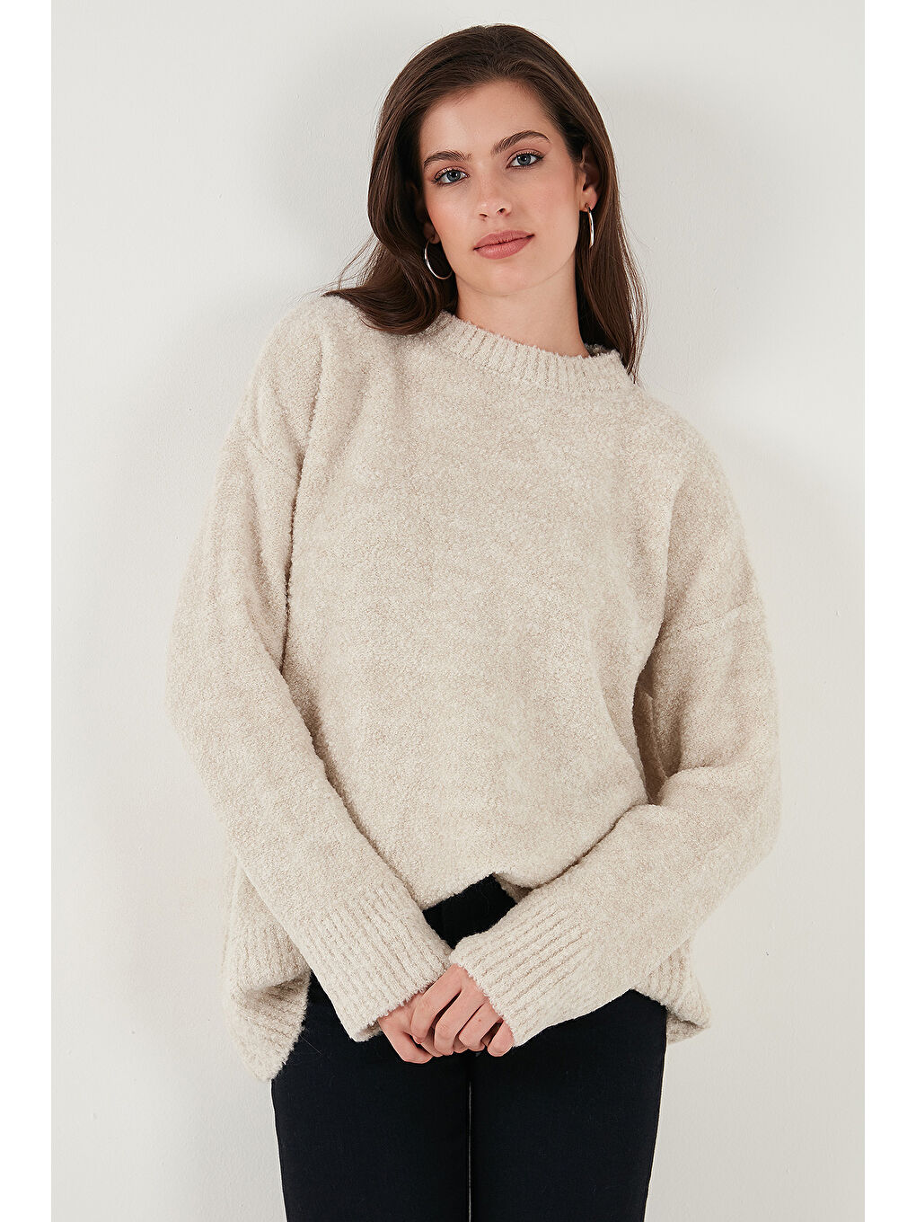 Bej Regular Fit Dik Yaka Yumuşak Dokulu Triko Kazak 4616222-2