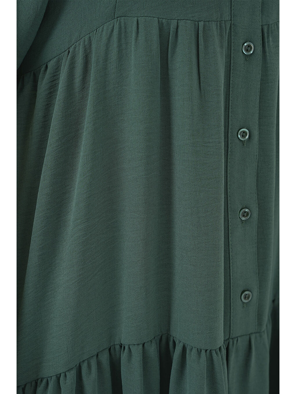 2527 Kadın Uzun Tesettür Elbise - Zümrüt Yeşili-3