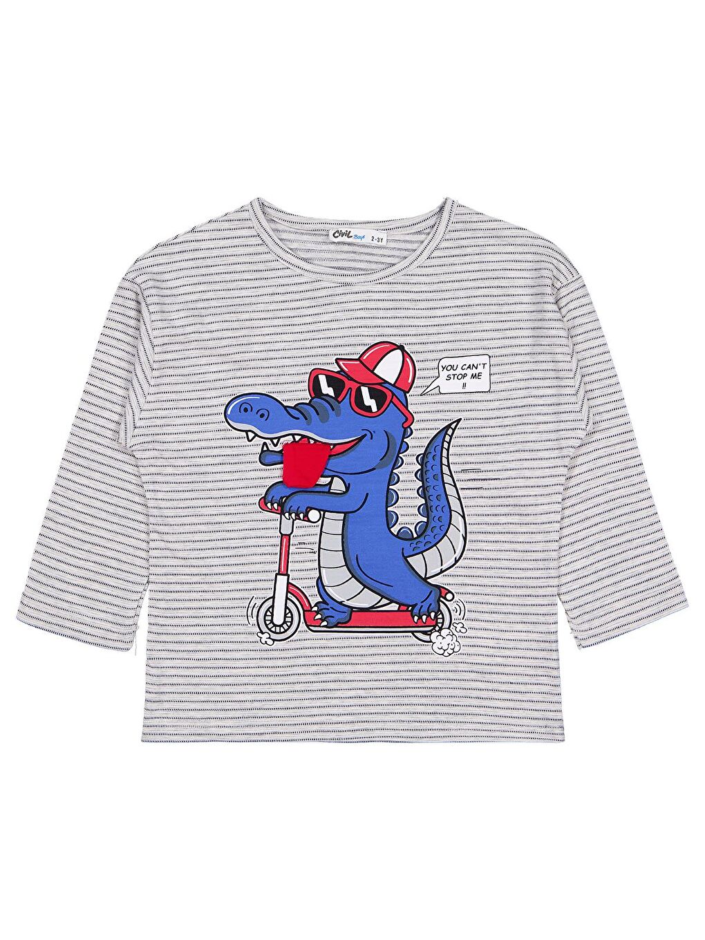 Boys Timsah Baskılı 2-5 Yaş Sweatshirt - Gri 4-5 Yaş