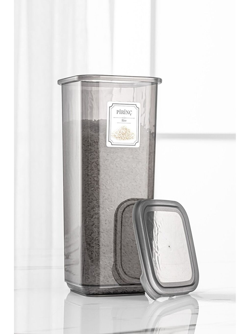 Antrasit 52 Parça Mega Seti Kare Erzak Ve Bakliyat Saklama Kabı Baharatlık 12x 300ML 500ML  8x 1100ML 1700ML-4