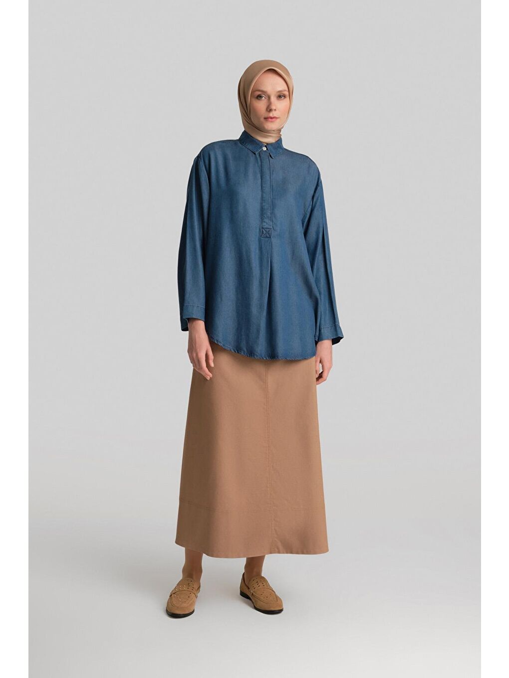 Lyocell Bluz 24Yd3407 Mavi-1