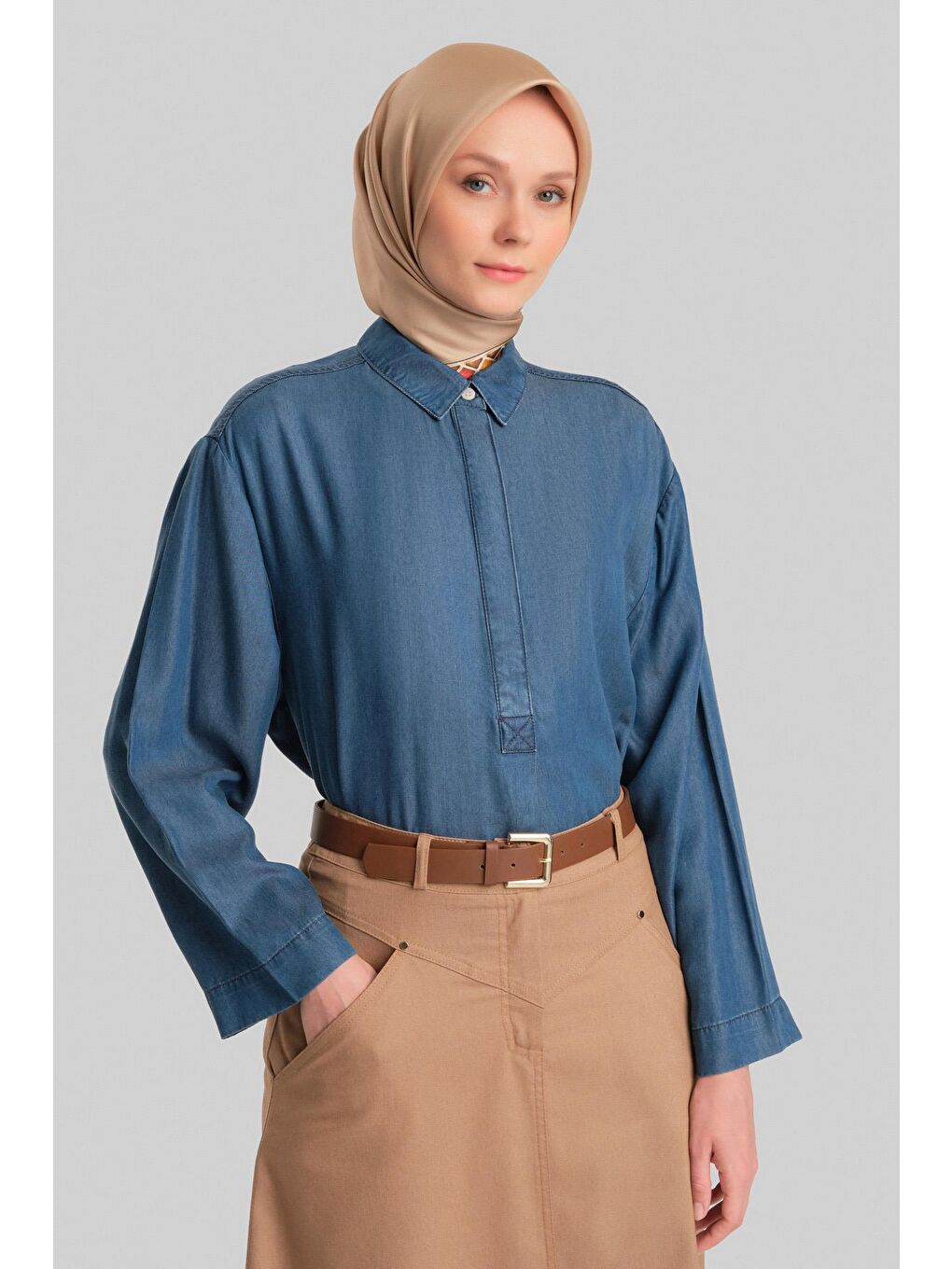 Lyocell Bluz 24Yd3407 Mavi-4