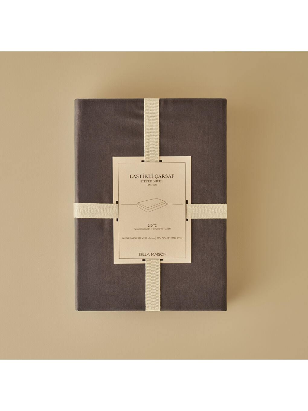%100 Pamuk Saten Supreme King Size Lastikli Çarşaf Antrasit(180x200x35 cm)-2