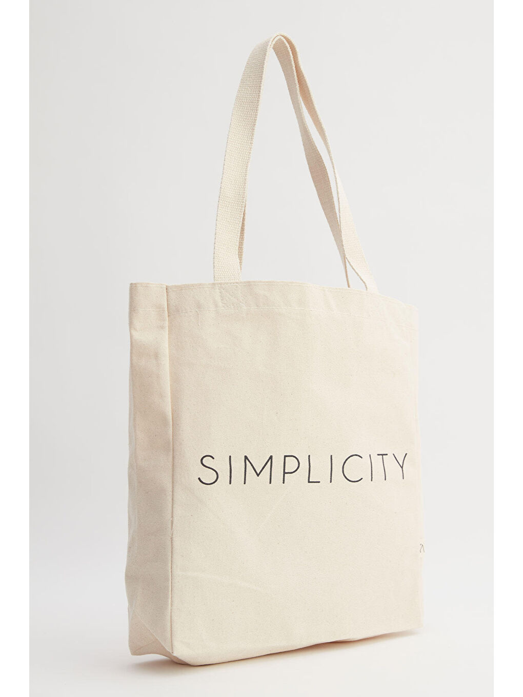 Bej Baskılı Körüklü Bez Çanta Sımplıcıty