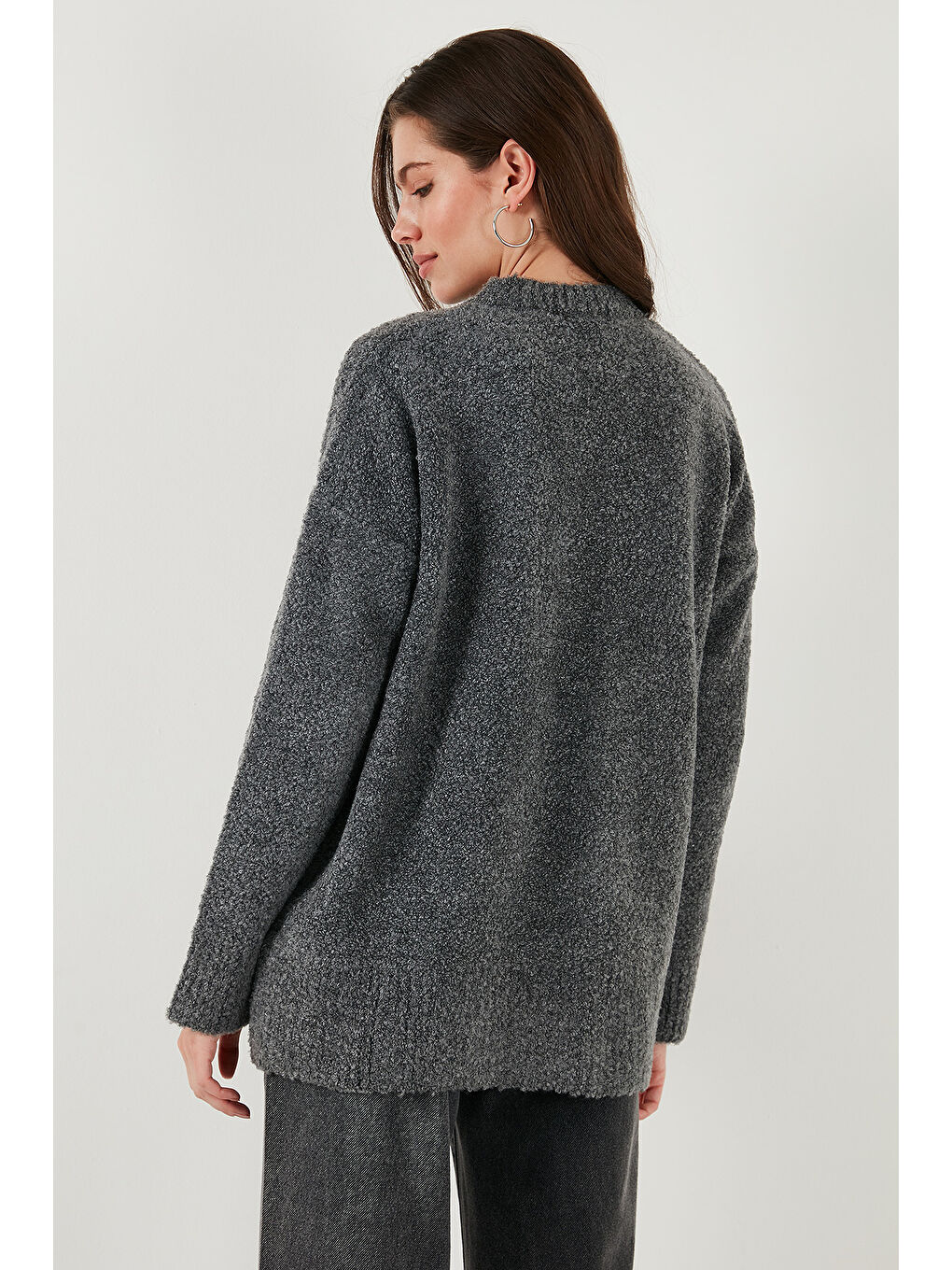 Antrasit Regular Fit Dik Yaka Yumuşak Dokulu Triko Kazak 4616222-6