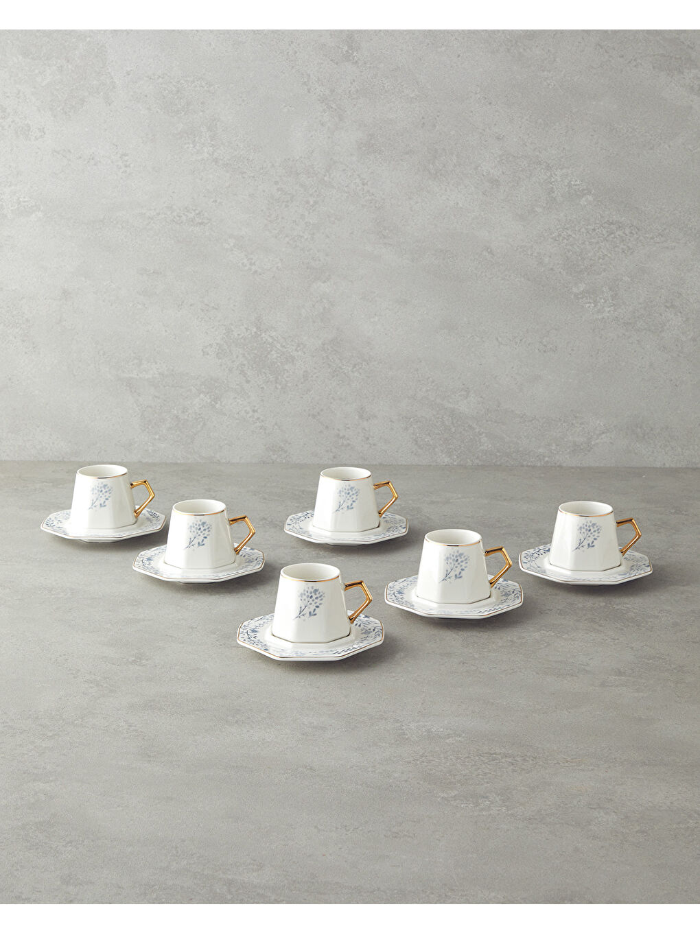 Dreampetal New Bone China 12 Parça 6 Kişilik Kahve Fincan Takımı 80 ml Mavi