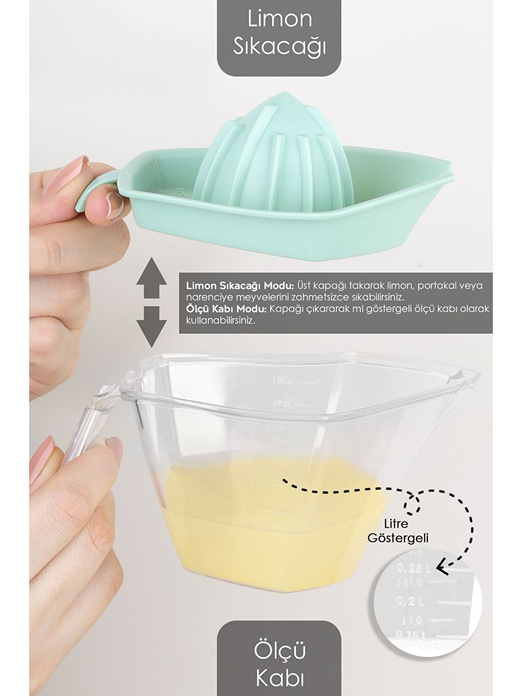 5 Parça Çok Amaçlı Mutfak Seti Karıştırma Kabı Kasesi Süzgeç Kesme Tahtası Limon Sıkacağı Yeşil-2