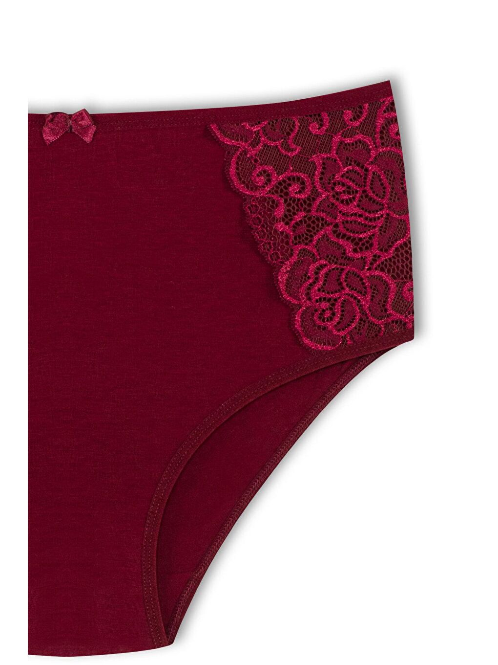 Karışık Pamuklu Yanları Dantel Yüksek Bel Büyük Beden Kadın Külot 2'li-3