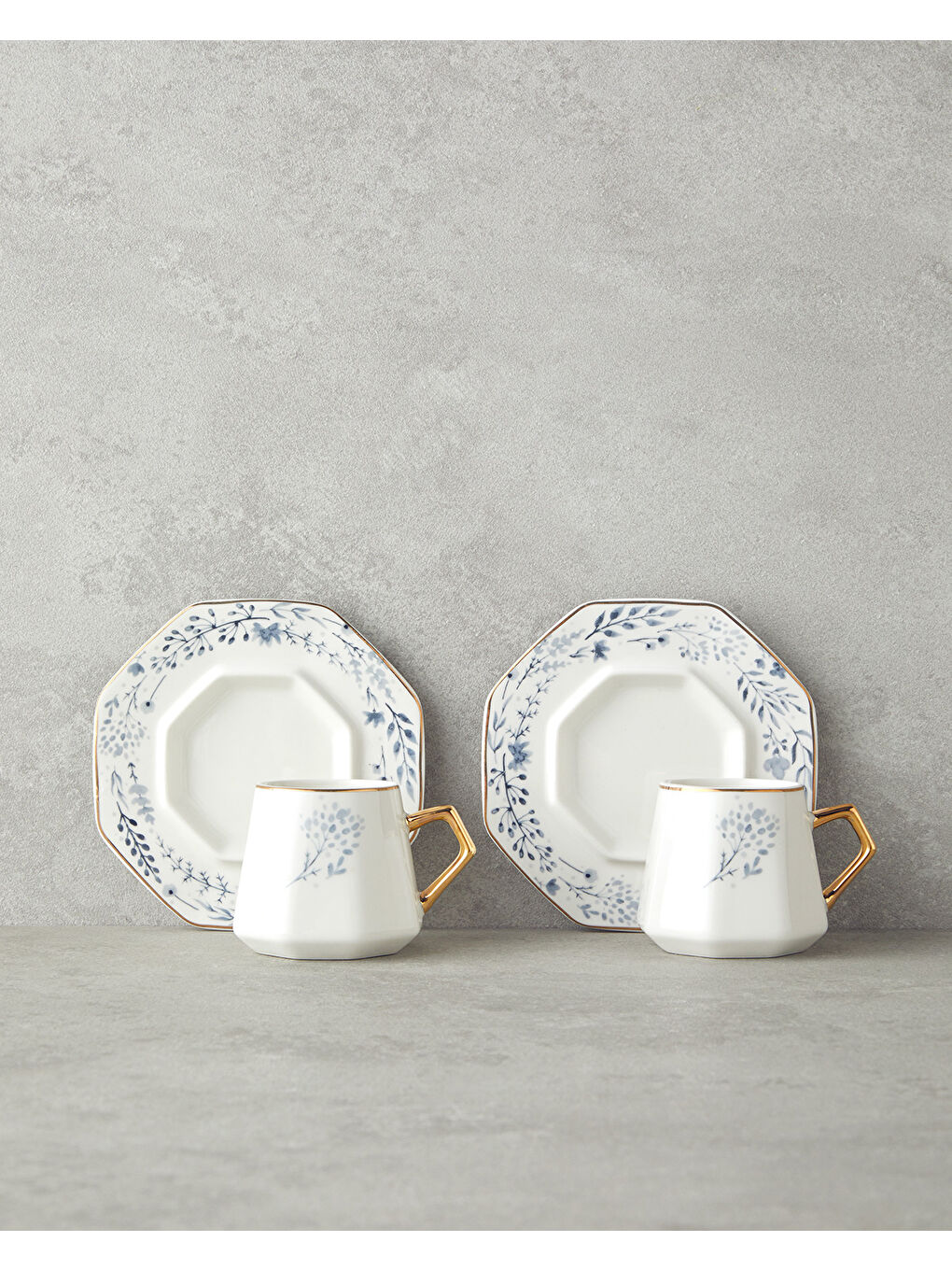 Dreampetal New Bone China 12 Parça 6 Kişilik Kahve Fincan Takımı 80 ml Mavi-1