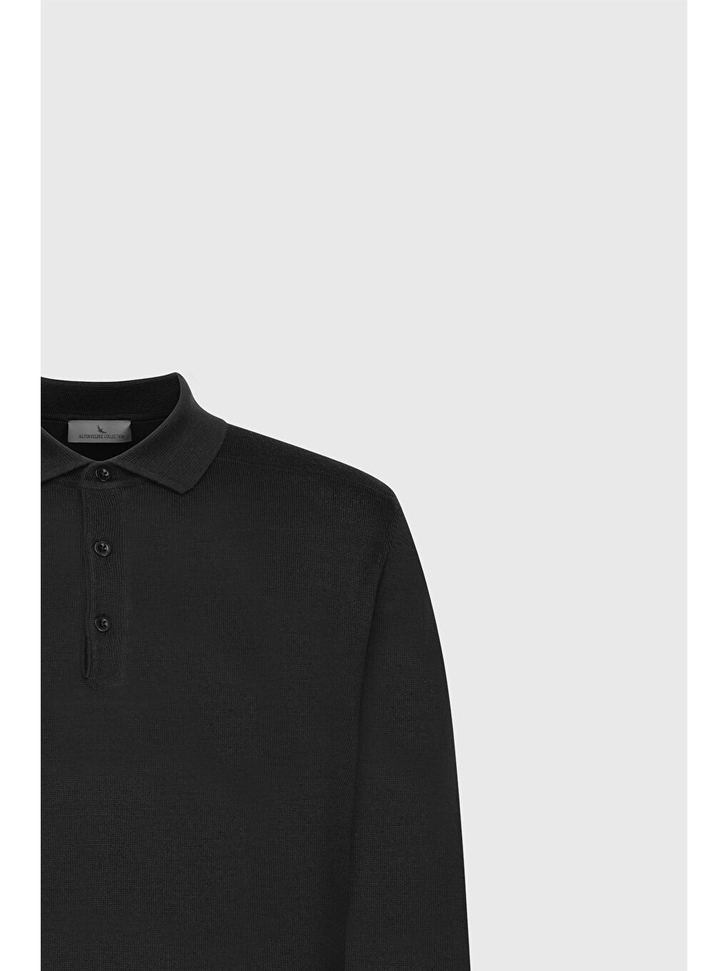 Erkek Siyah Yünlü Sıcak Tutan Standart Fit Normal Kesim Polo Yaka Triko Kazak-6